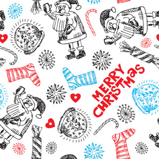 手描きのクリスマスのパターンの無料イラスト