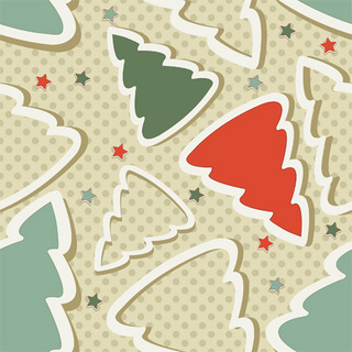 クリスマスツリーと星のパターンの無料イラスト