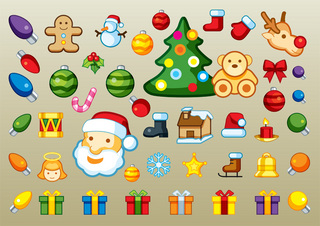 クリスマスアイテムがいっぱいの無料イラスト